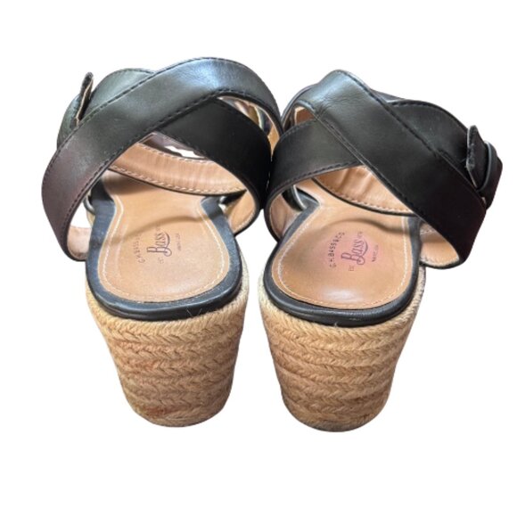 G.H. Bass & Co Black Espadrille Wedge Sandals Ankle Strap Buckle Size 8.5 - Picture 6 of 10